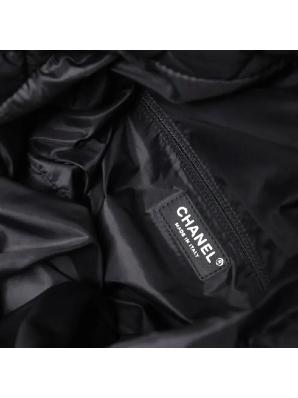 Chanel Coco Niege Neige Backpack CC Logo Nylon Fleece Beige Black